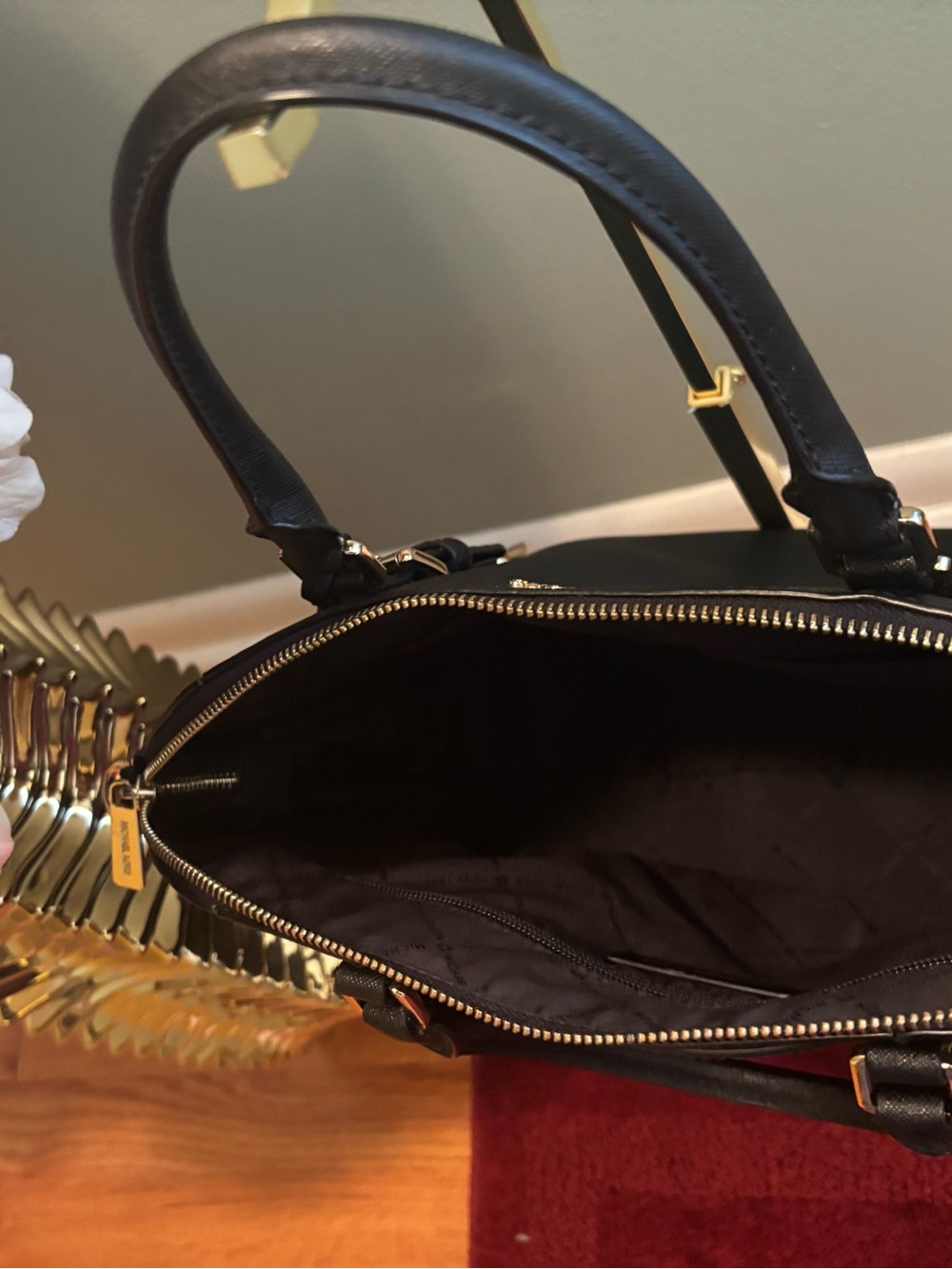 Michael Kors Black Saffiano Dome Satchel with Gold Hardware - Picture 10 of 10